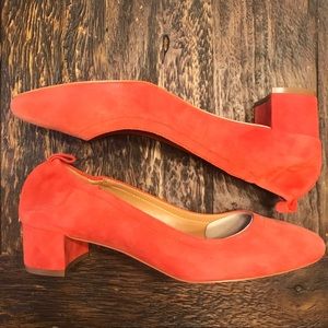 JCrew 👠 Anya suede block heels bright cerise sz 8